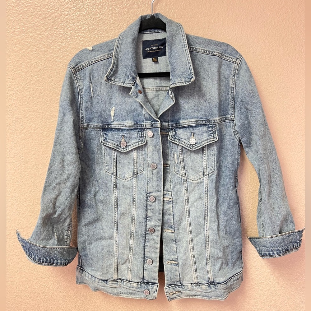 Lucky Brand Distressed Denim Button Up Jacket Size S/P